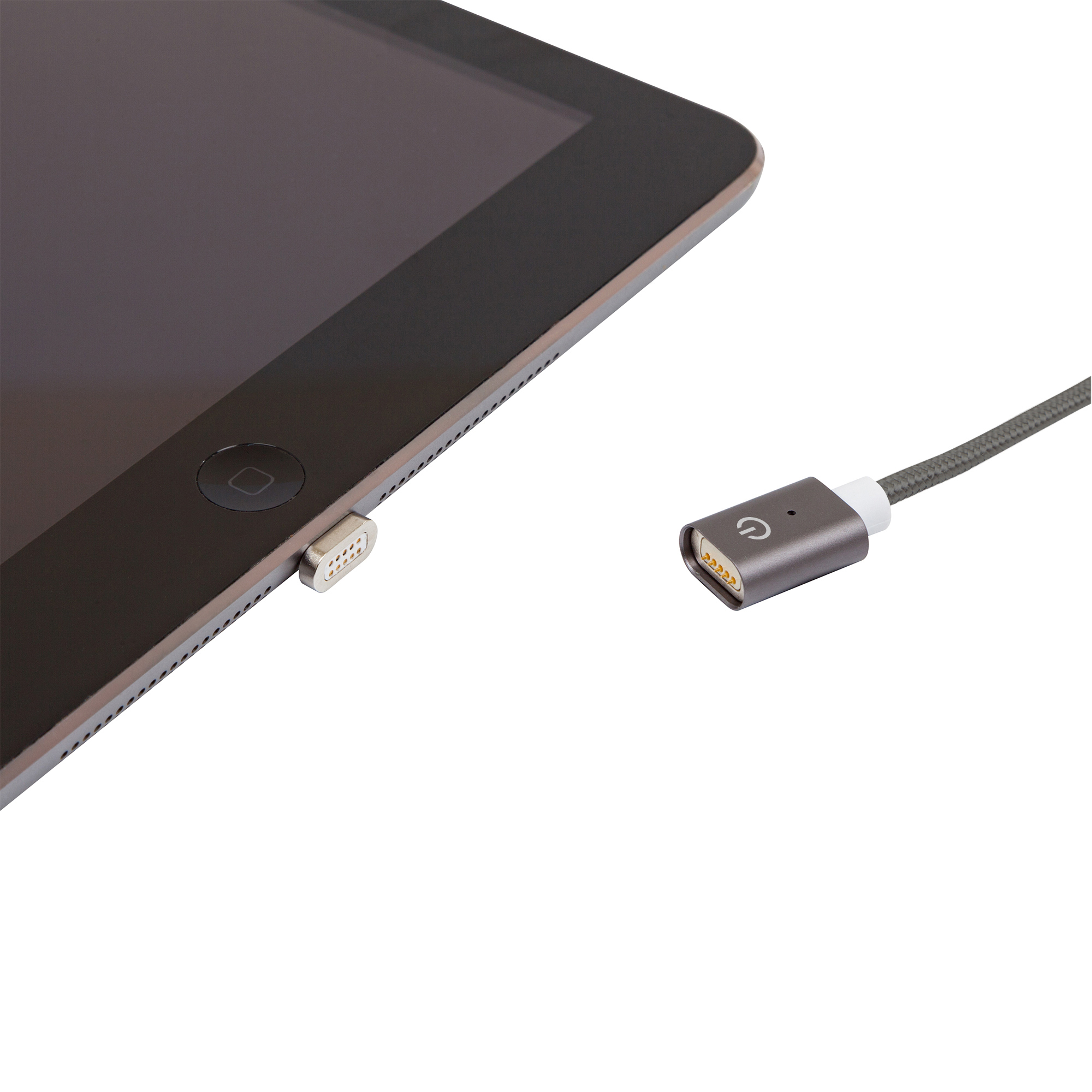 REALPOWER Magnetic mobile L, Magnetisches Lightning Sync- und Ladekabel, 1 m, Dunkelgrau