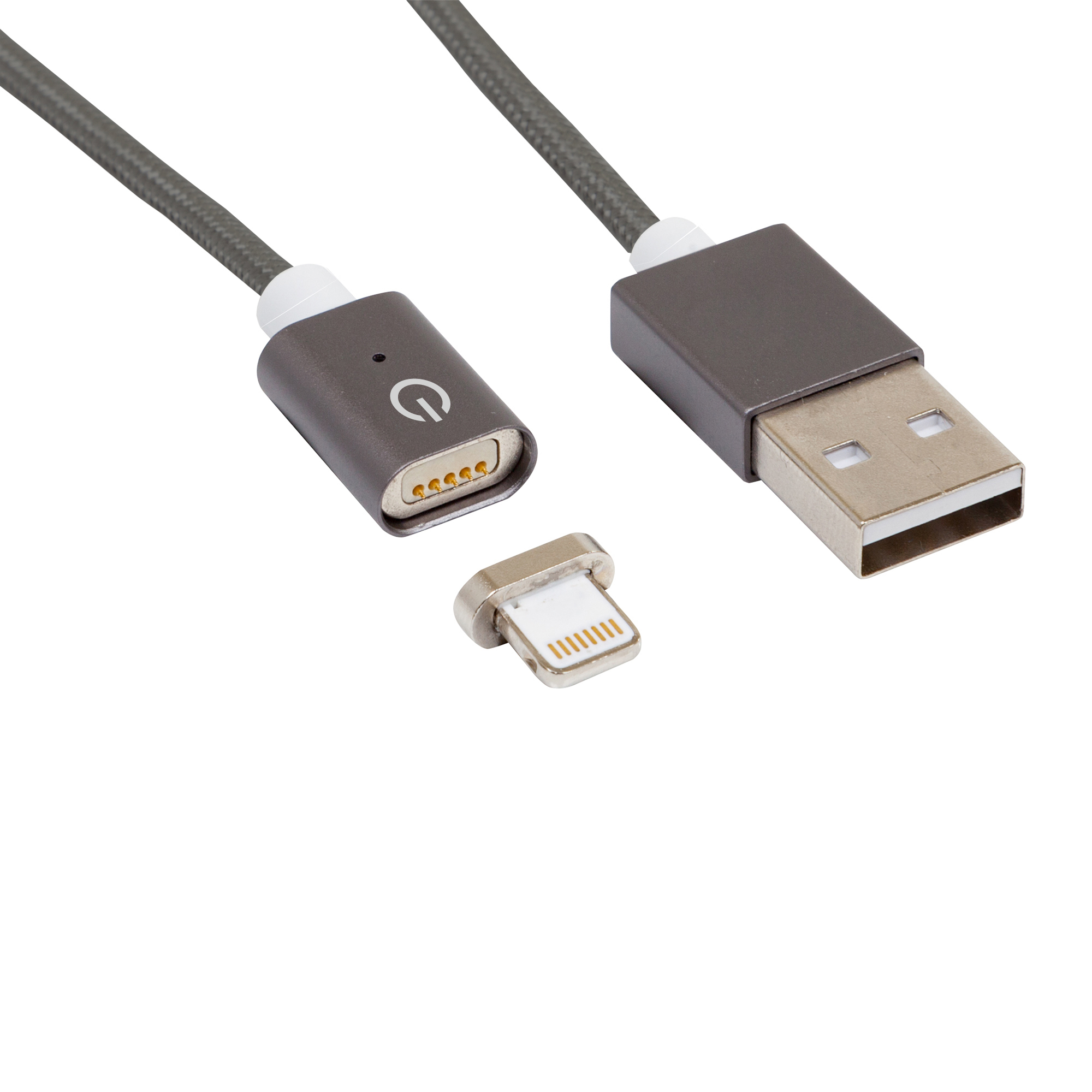 REALPOWER Magnetic mobile L, Magnetisches Lightning Sync- und Ladekabel, 1 m, Dunkelgrau