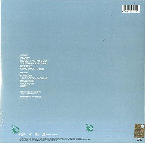 Rückseite des Albums. Hellblauer Hintergrund mit Titelliste und Produzenteninfos. Enthält einen Barcode und Logos.