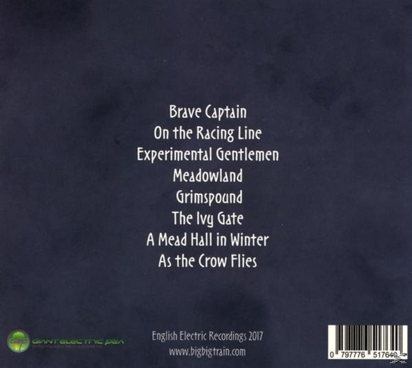 Dunkelblauer Hintergrund mit Songtiteln, Logo und Barcode.