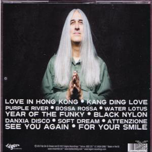 Rückseite einer CD mit Text und einem Bild eines Mannes. Der Text enthält Songtitel.