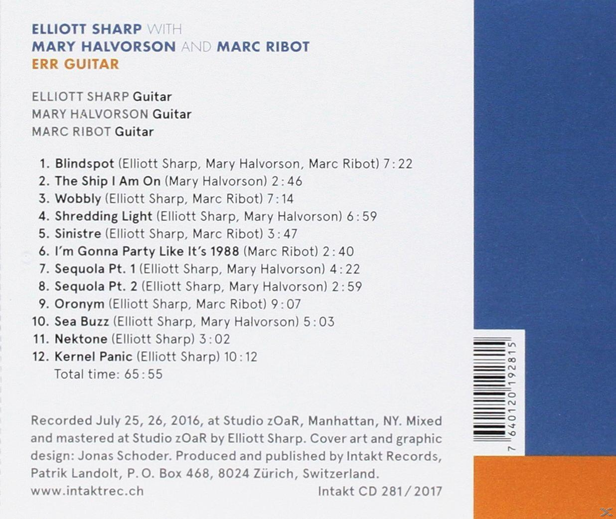 Elliott Sharp With Mary Halvorson And Marc Ribot - ERR GUITAR  - (CD)