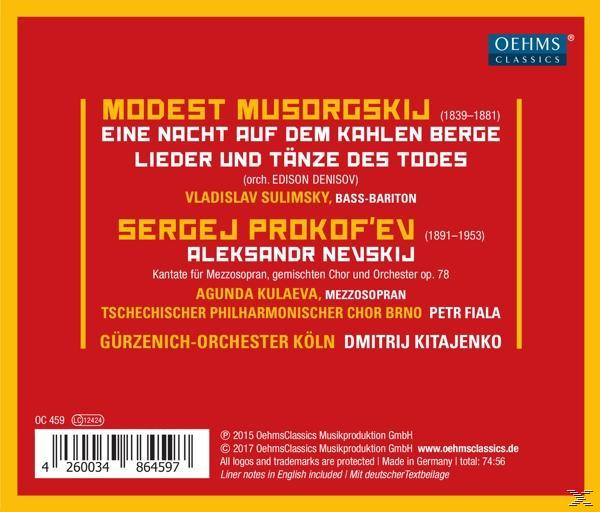 CD-Cover mit Text über Modest Mussorgski und Sergei Prokofjew auf rotem Hintergrund.
