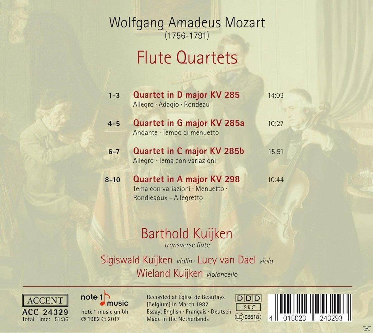 Rückseite eines CD-Covers mit deutschem Text über Wolfgang Amadeus Mozart und seine Werke.