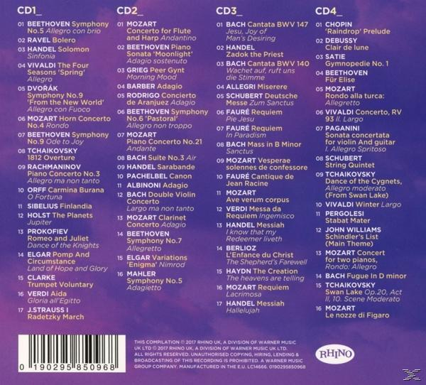 CD-Album mit Titelliste. Die CD hat eine Liste von Musiktiteln und Interpreten.