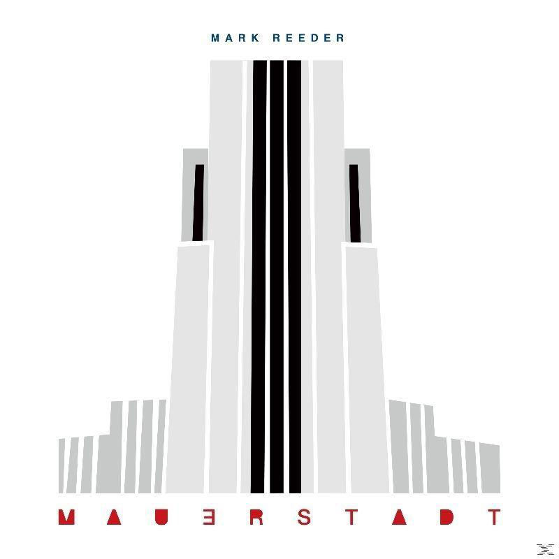 Albumcover. Abstraktes Bild eines Gebäudes mit Text. Graues Gebäude mit schwarzen Linien. MAUERSTADT.