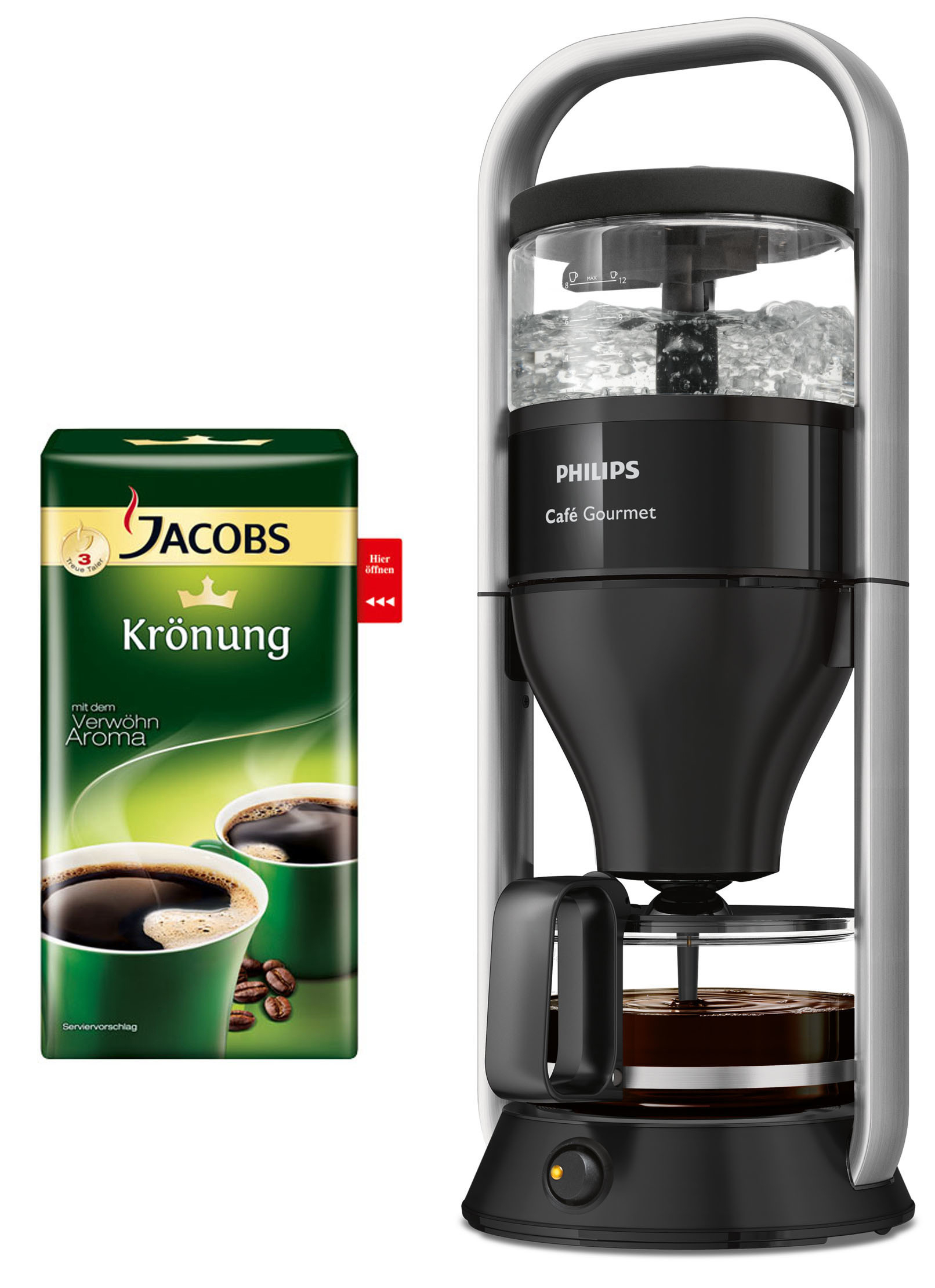 PHILIPS HD5408/29 Café Gourmet Jacobs Edition Kaffeemaschine Schwarz/Silber