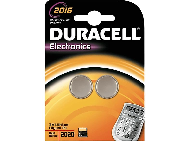 DURACELL Batterijen CR2016 90 mAh 2 stuks (2016 LBL2)