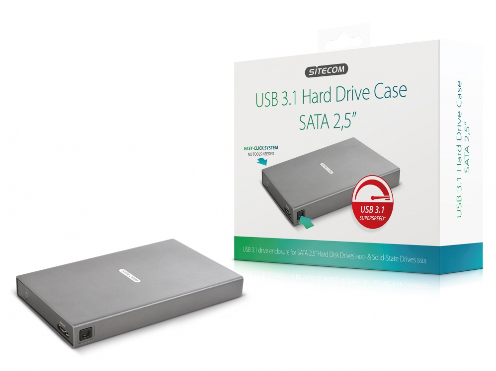 SITECOM USB 3.1 Hard Drive Case, Grau