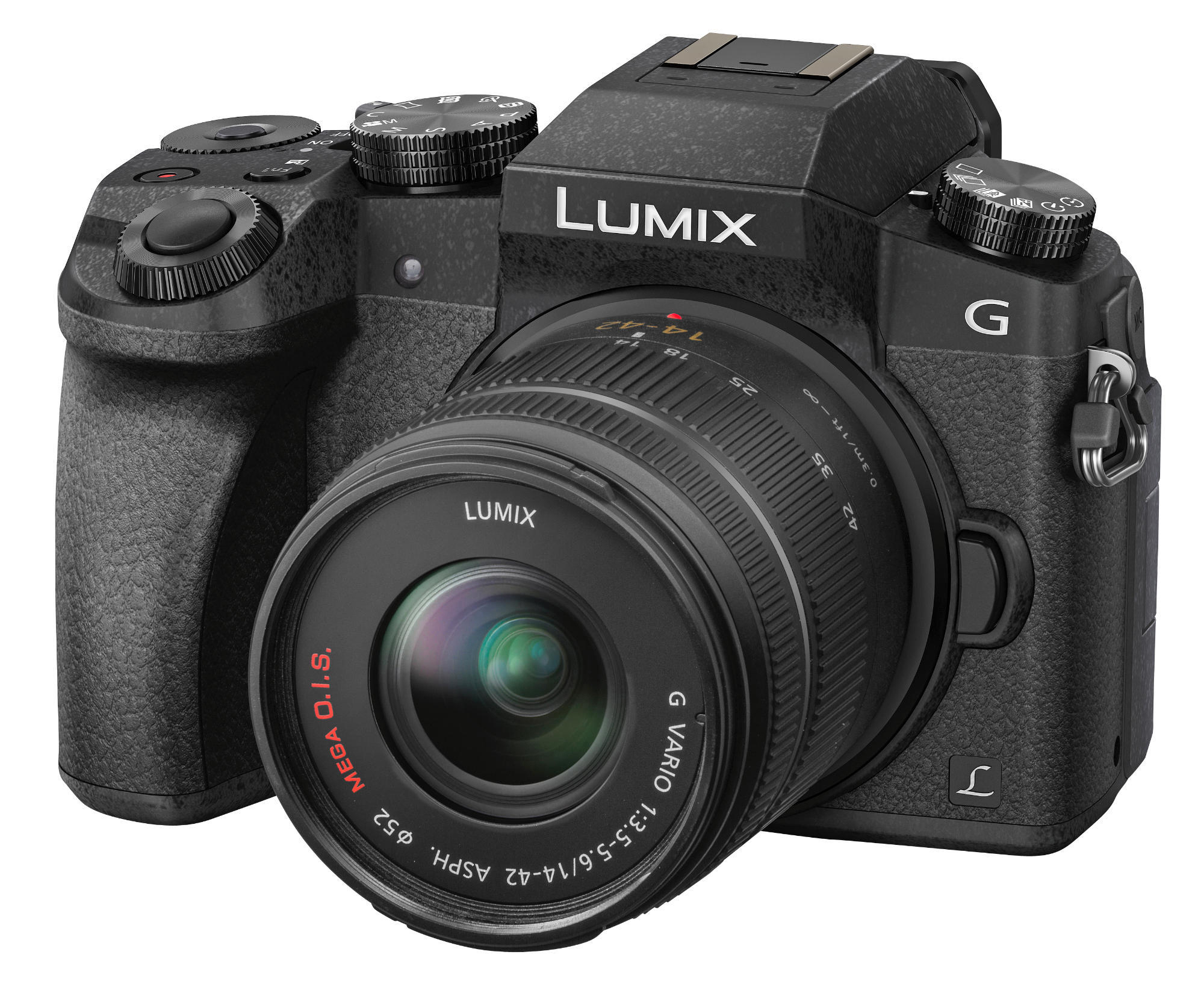 PANASONIC Lumix DMC-G70K + 16 GB Speicherkarte + Tasche Systemkamera mit Objektiv 14-42 mm, 7,62 cm Display Touchscreen, WLAN