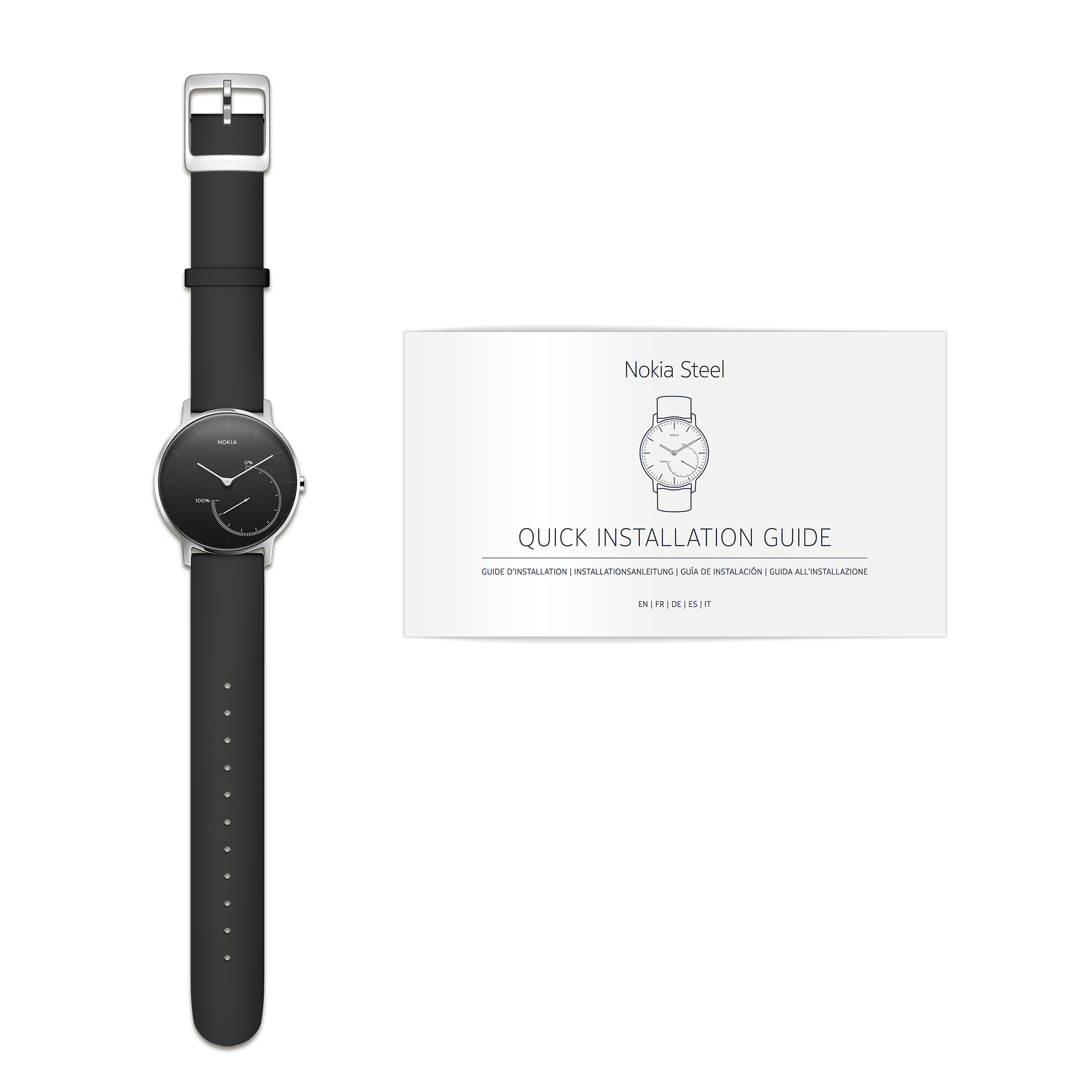 NOKIA Activité STEEL Activity Tracker Silikon, 195 mm, Schwarz