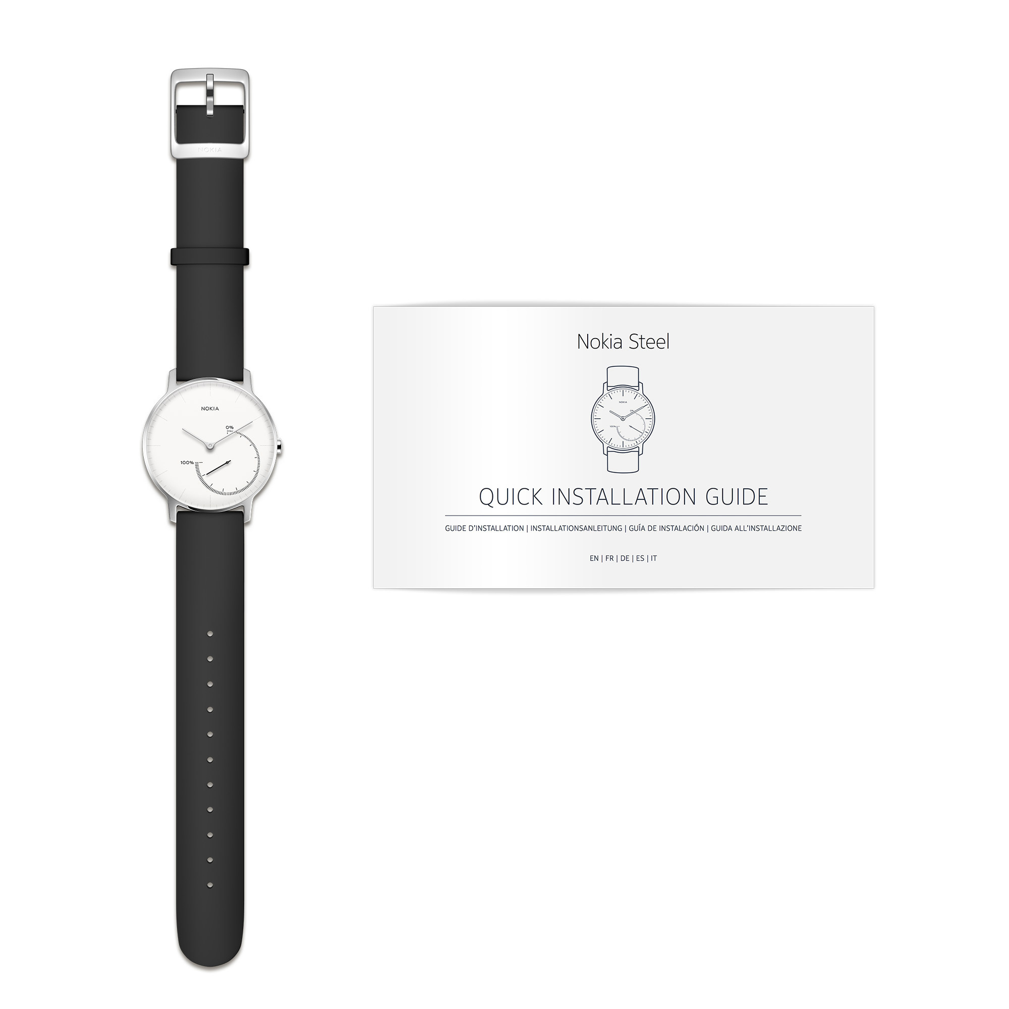 NOKIA Activité STEEL Activity Tracker Silikon, 195 mm, Schwarz/Weiß