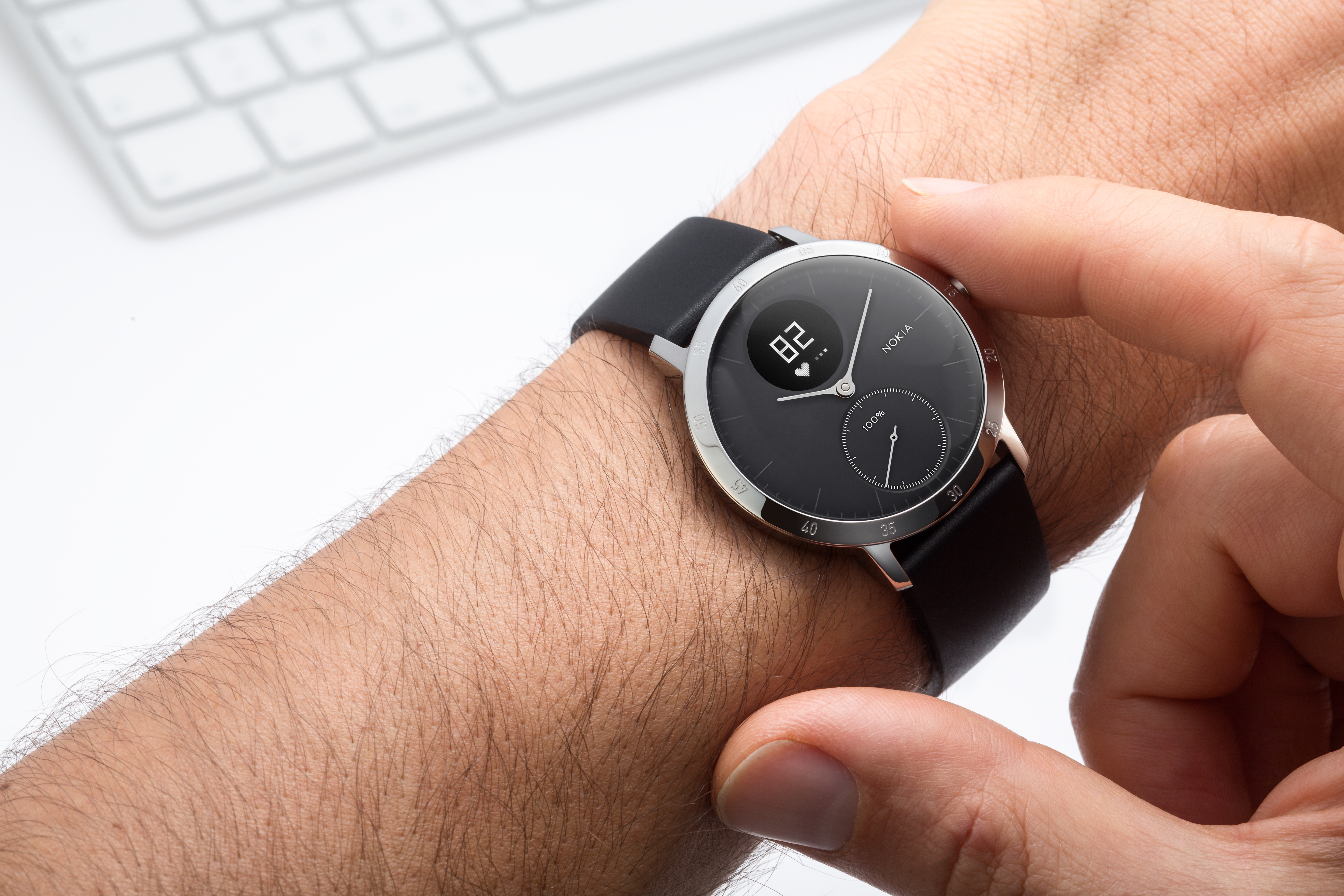 NOKIA Activité STEEL HR Fitnesstracker Edelstahl Silikonband, 40 mm, Schwarz
