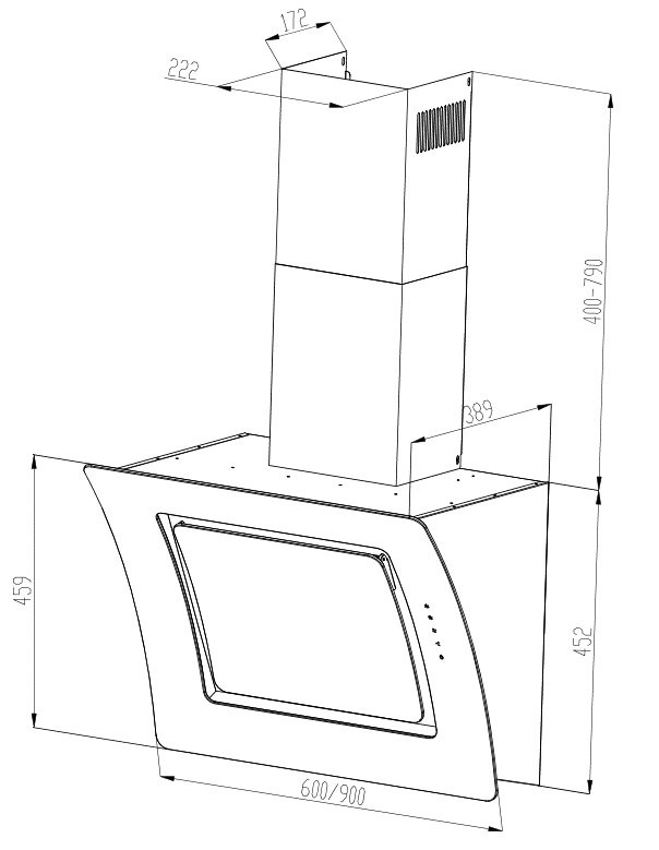 RESPEKTA CH 55060 WA, Dunstabzugshaube (600 mm breit, 389 mm tief)