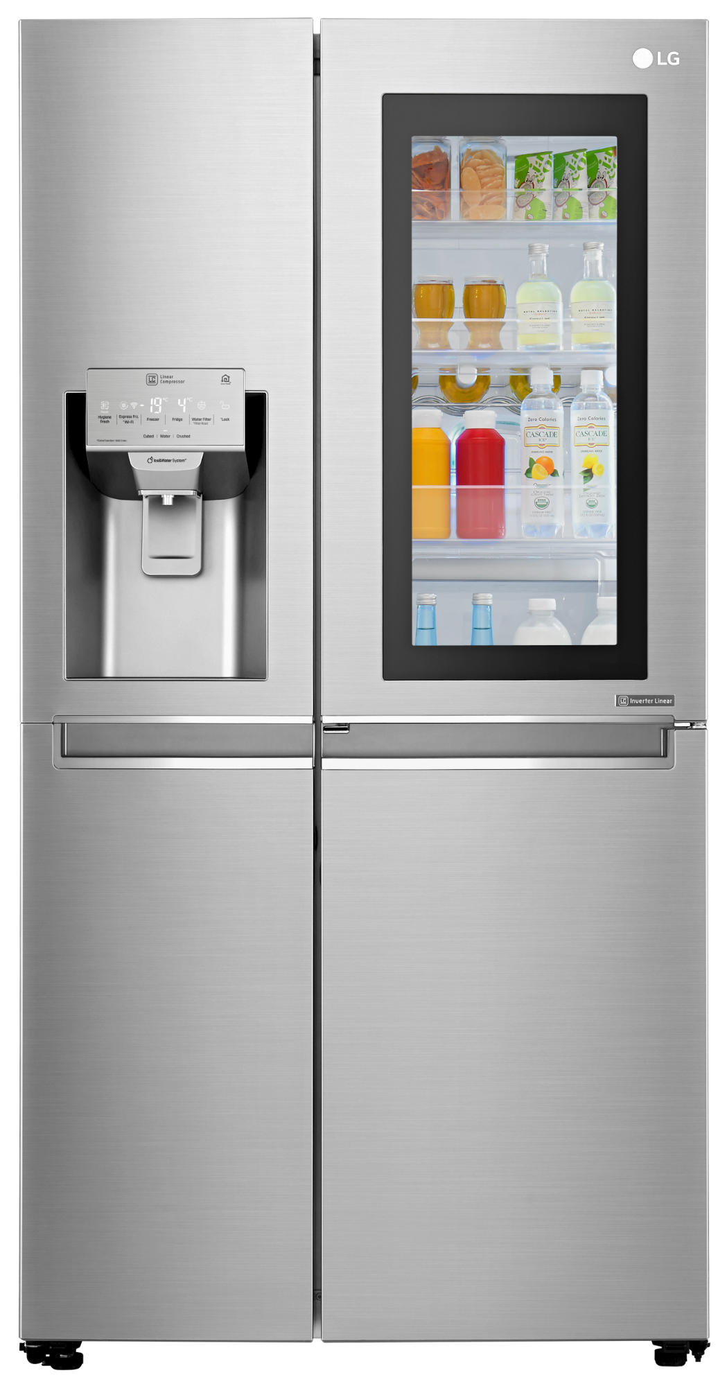 Frigorífico americano - LG GSX960NSAZ, 601 L, InstaView, Dispensador de hielo SpacePlus, Inox