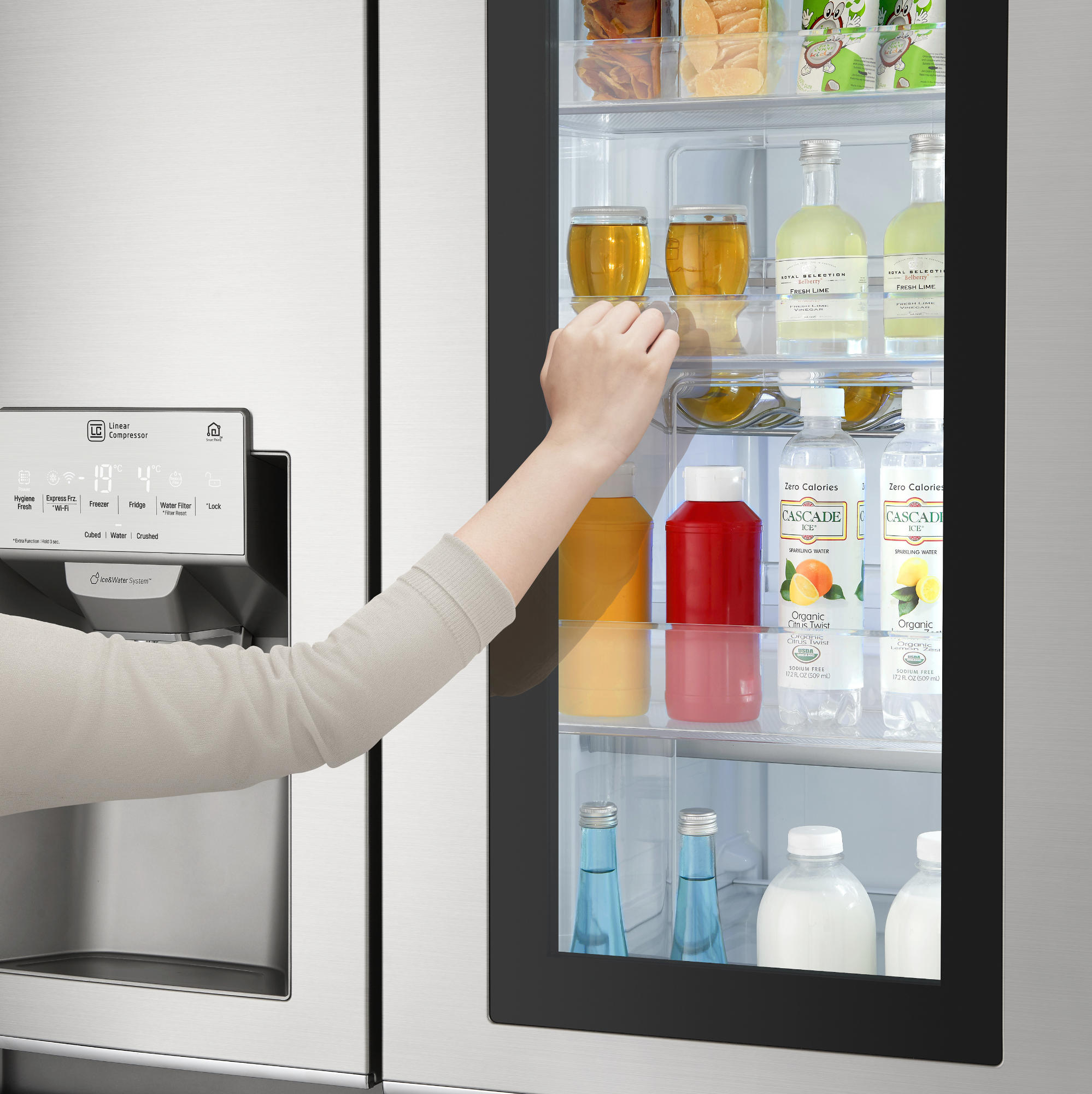 Frigorífico americano - LG GSX960NSAZ, 601 L, InstaView, Dispensador de hielo SpacePlus, Inox