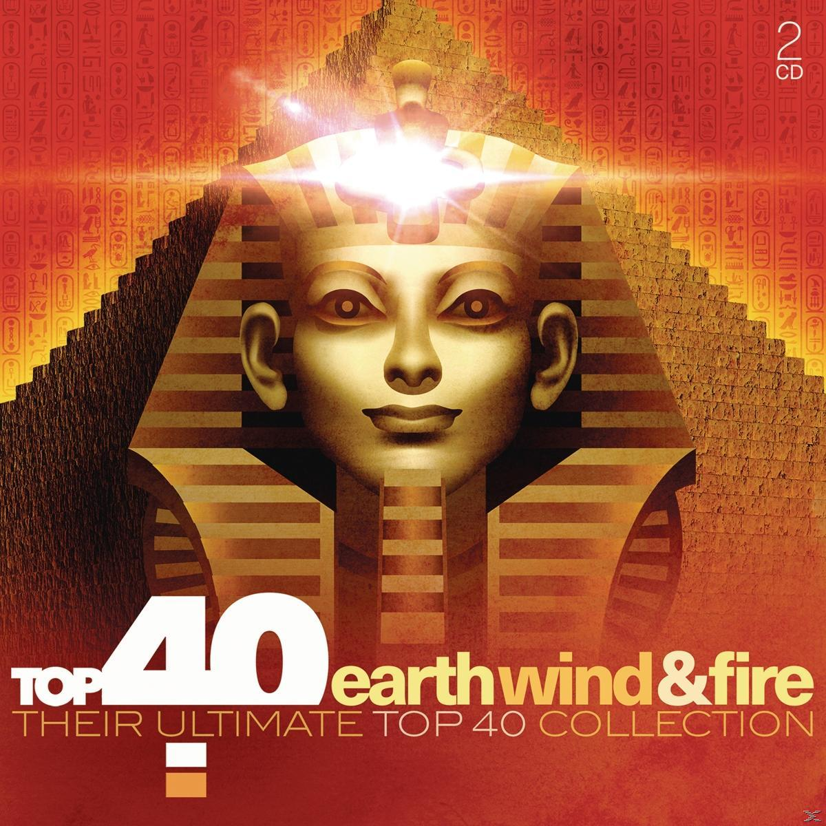 Pochette d'album avec une tête de pharaon et un fond de pyramides. Texte: Earth, Wind & Fire.