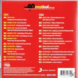 Dos d'un boîtier de CD montrant les listes de titres de la collection Top 40 de Meat Loaf.