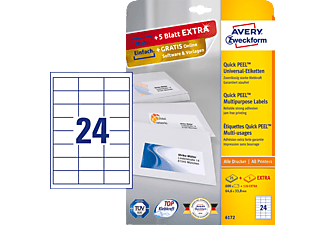 AVERY ZWECKFORM 6172 Universaletiketten 64,6 x 33,8 mm 64,6 x 33,8 mm A4  720 Etiketten / 30 Bogen