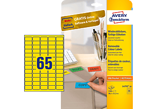 AVERY ZWECKFORM L4793-20 Farbige Etiketten  38,1 x 21,2 mm 38,1 x 21,2 mm A4  1.300 Etiketten / 20 Bogen