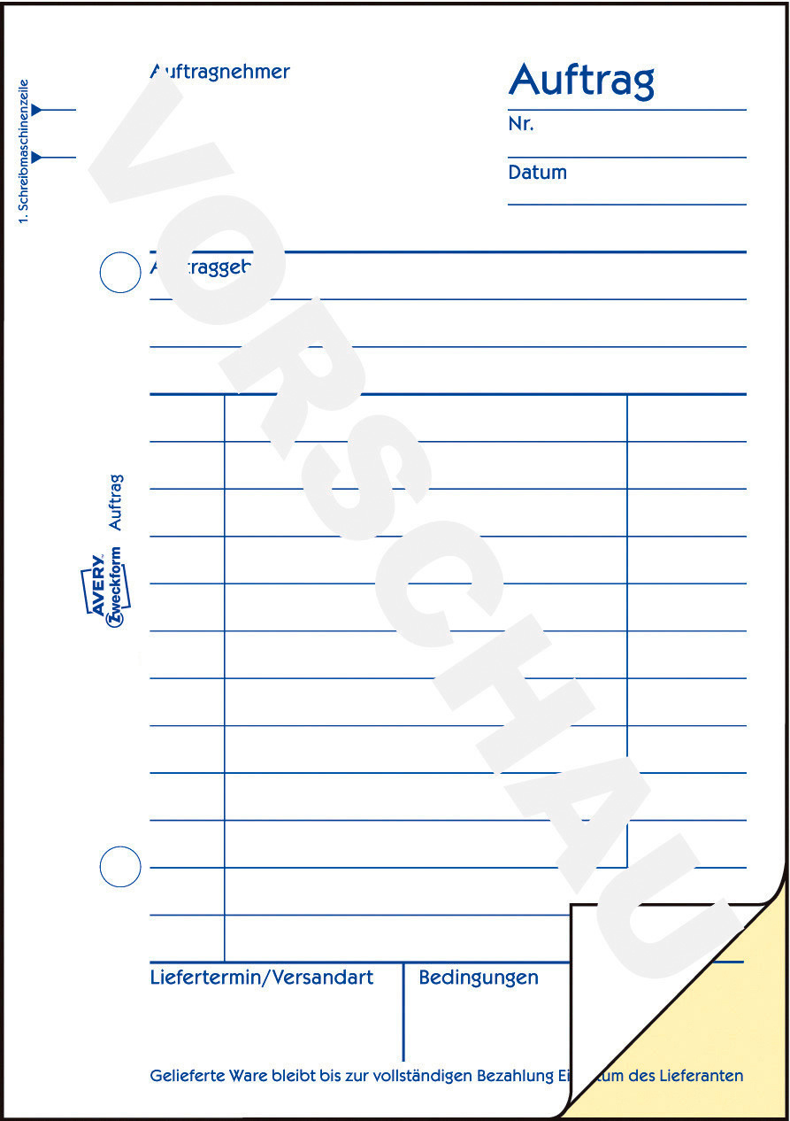 mm 148 Blatt x AVERY Auftrag x 2x40 ZWECKFORM 1727 A6 148 105 105 mm