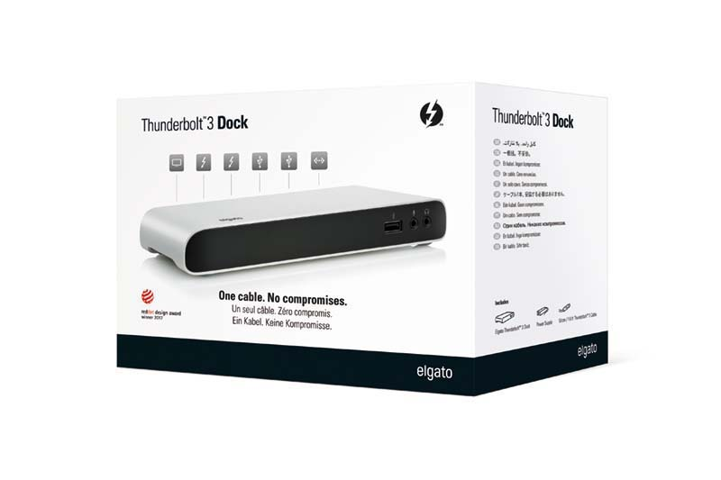 ELGATO Thunderbolt™ 3 Dock inkl. 50 cm Thunderbolt-3-Kabel externe Docking- und Ladestation, Silber