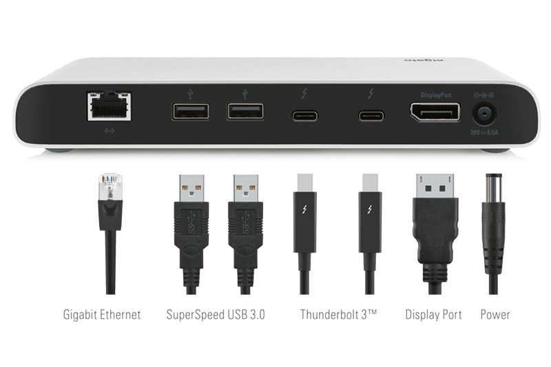 ELGATO Thunderbolt™ 3 Dock inkl. 50 cm Thunderbolt-3-Kabel externe Docking- und Ladestation, Silber
