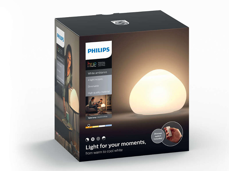 PHILIPS HUE Wellner Asztali lámpa, LED, fehér + fényerőszabályozó (44401/56/P7)