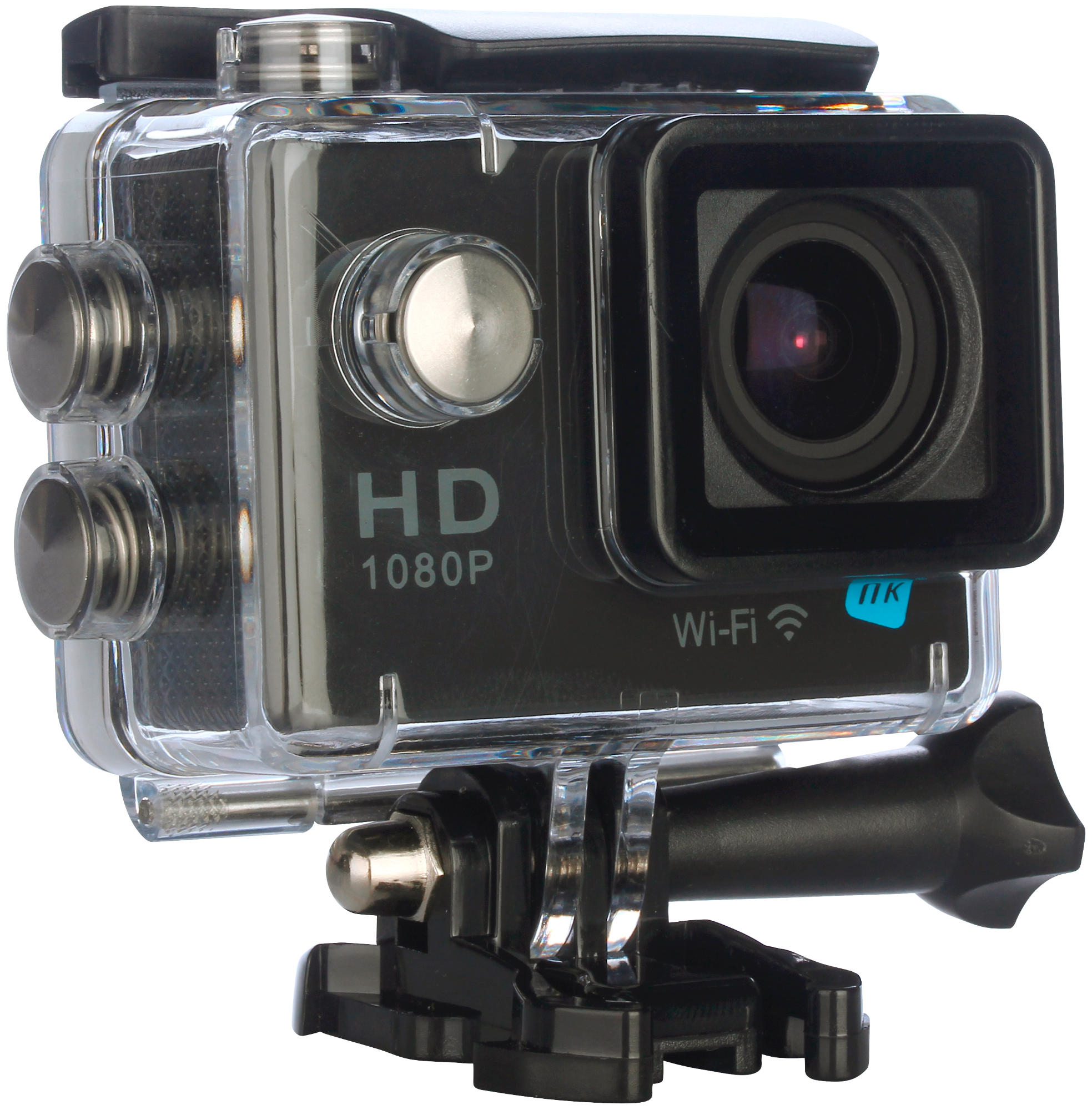 Cámara deportiva - NK AC1080-RCF, Full HD 1080p, WiFi, Carcasa sumergible, Mandorc, Estuche , Negro
