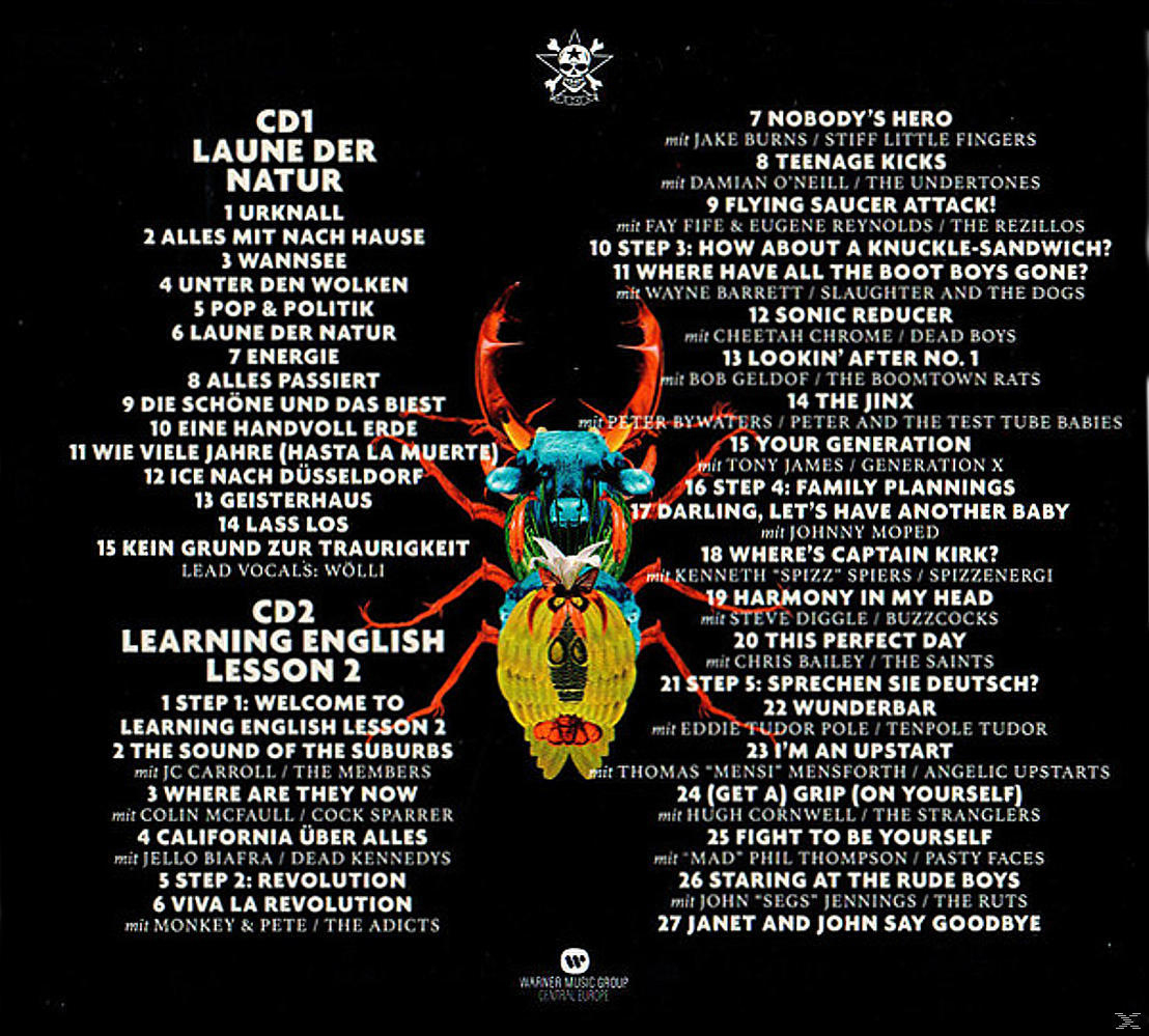 Ein CD-Cover mit verschiedenen Band- und Songtiteln, das eine detaillierte Insektenillustration zeigt.