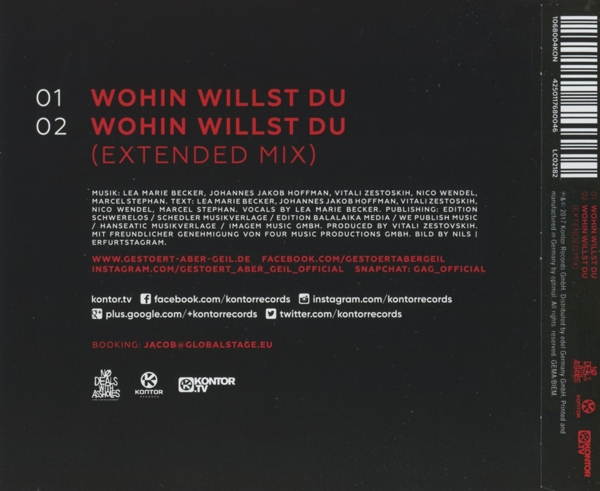 CD-Cover mit deutschem Text: 'Wohin Willst Du' und 'Extended Mix'.