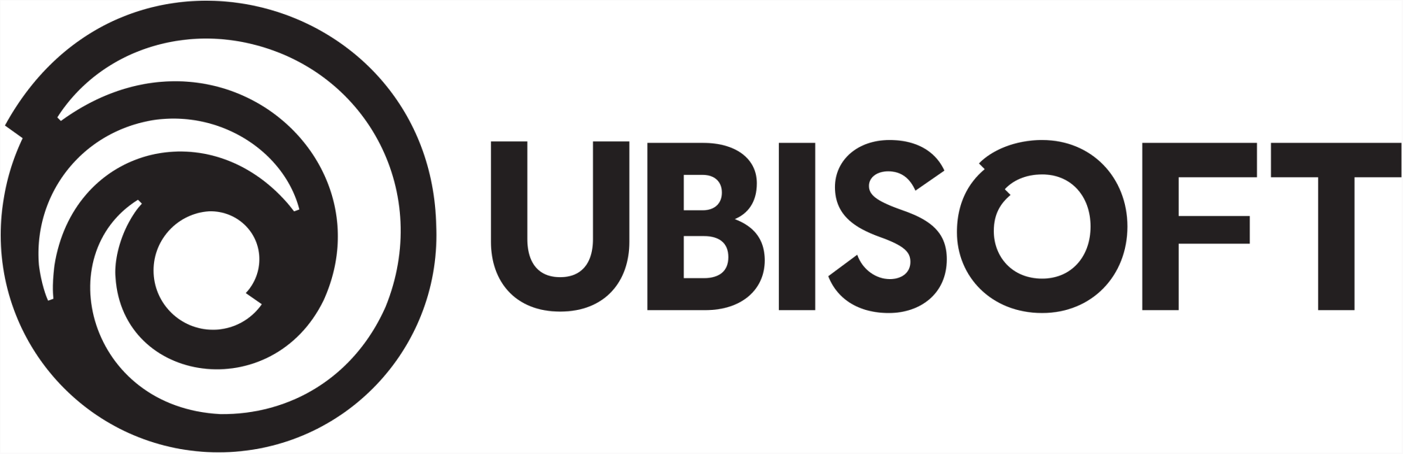Ubisoft-Logo: wirbelnder Kreis und Text 'UBISOFT'.