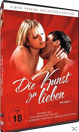 Eine DVD-Box mit küssendem Paar, Titel 'Die Kunst zu Lieben', mit Warnhinweisen für Erwachsene.