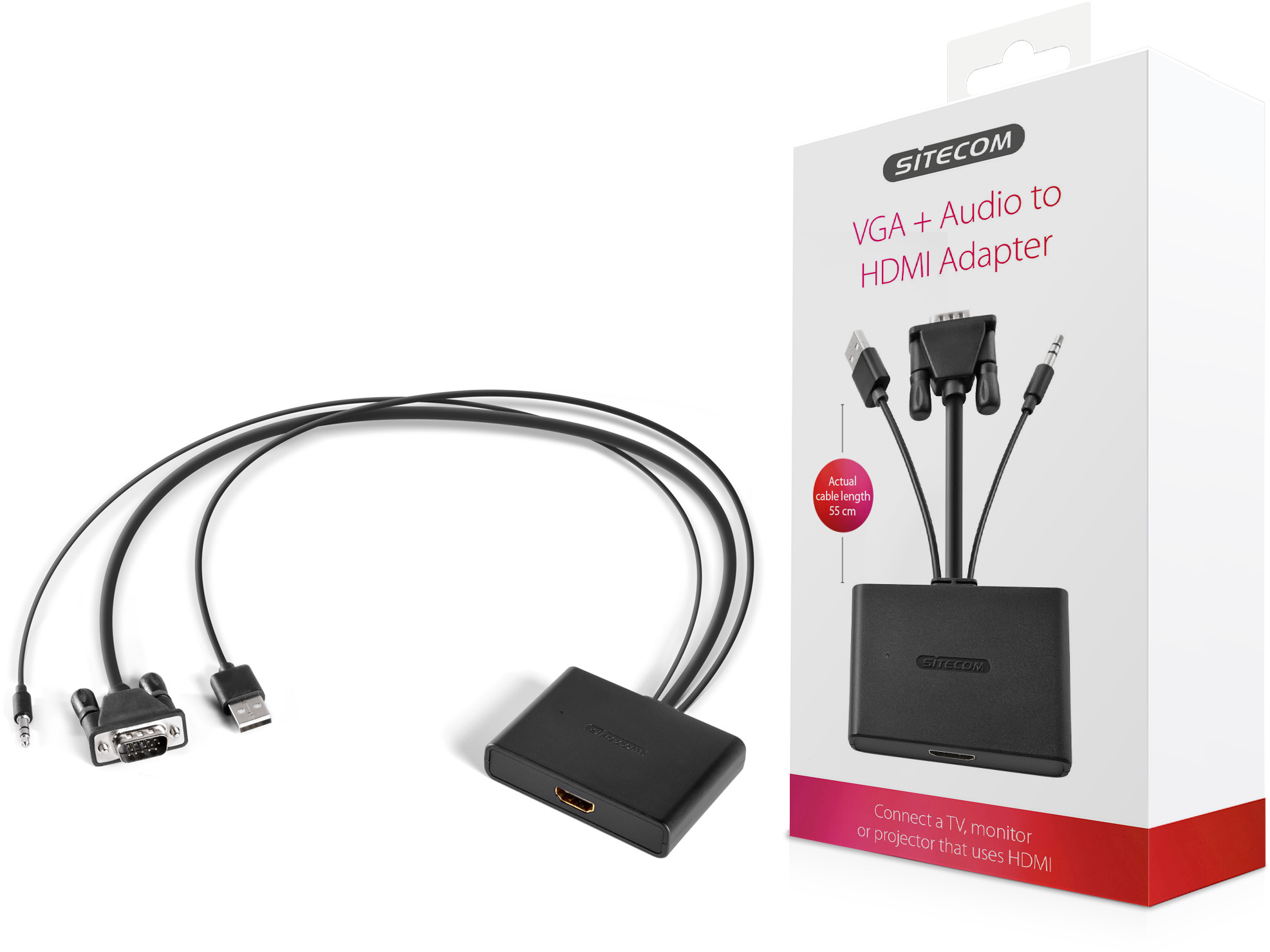 SITECOM Adaptateur VGA - Audio - HDMI (CN-352)