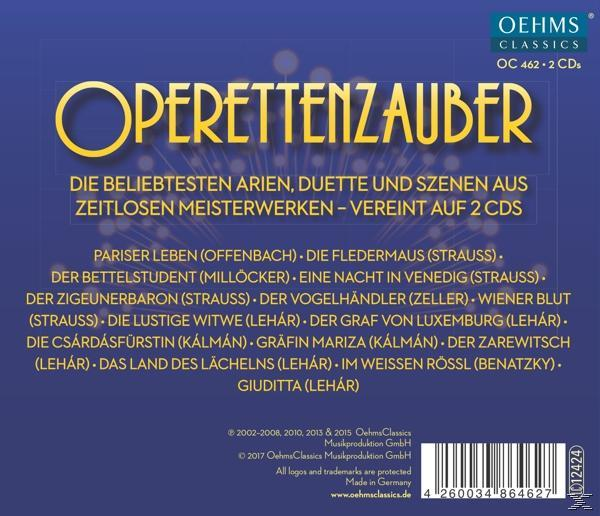 CD-Cover für 'Operettenzauber' mit goldenem Text auf blauem Hintergrund.