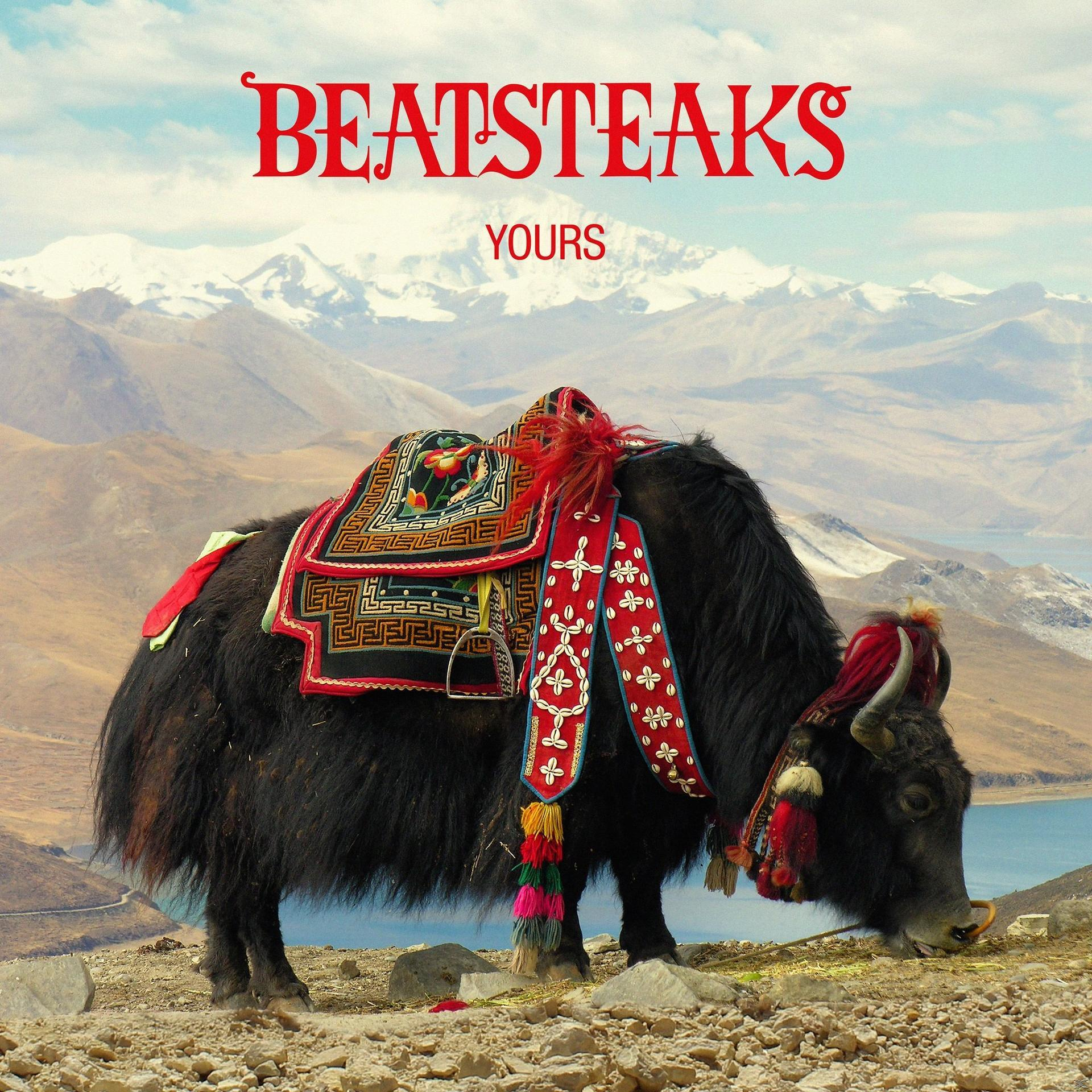 Albumcover: Yak im Vordergrund, Berge und Himmel im Hintergrund. Text 'Beatsteaks Yours'.