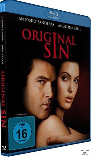 Blu-ray-Hülle mit Antonio Banderas und Angelina Jolie auf dem Cover, Titel 'Original Sin' sichtbar.