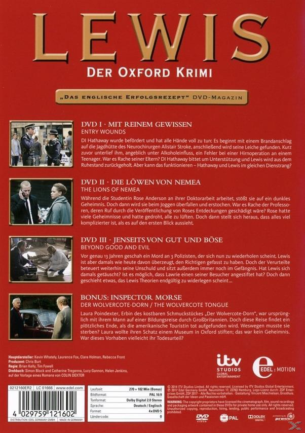 DVD-Hülle für die Show 'Lewis' auf weißem Hintergrund, mit Text und Bildern.