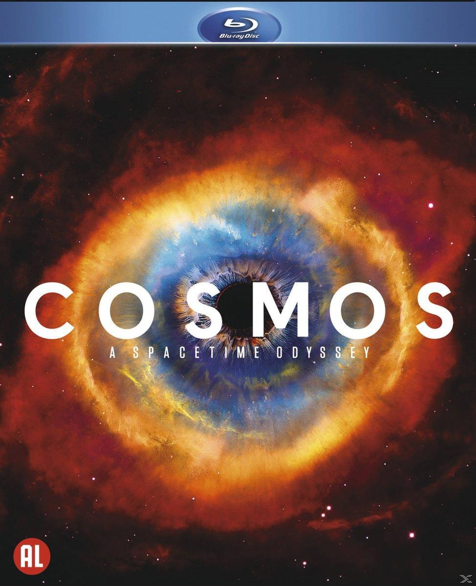 Blu-ray hoes met een hemels oogbeeld en het woord 'COSMOS'.