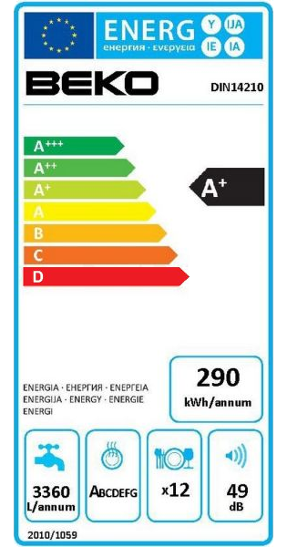 BEKO DIN-14210 beépíthető mosogatógép