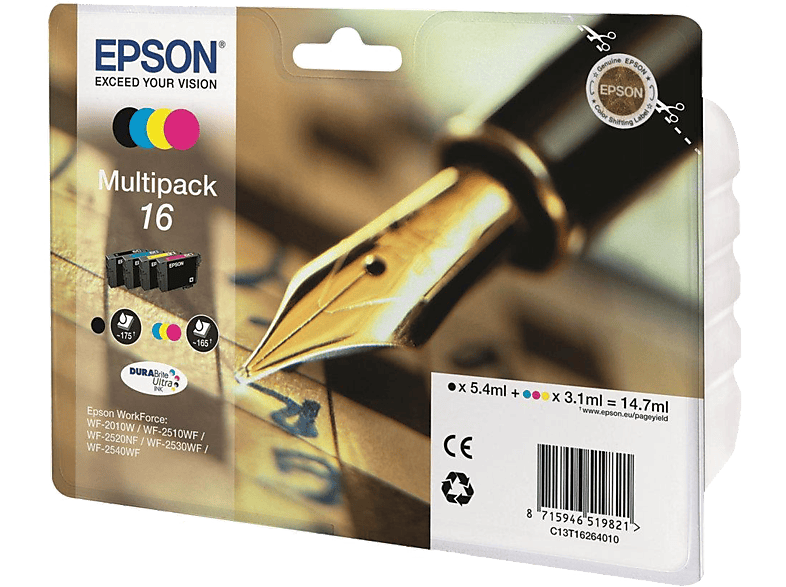 EPSON 16 DURABrite Ultra Ink Zwart - Cyaan - Magenta - Geel (C13T16264022)