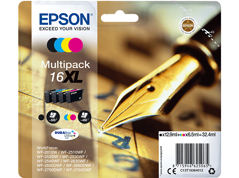EPSON 16XL DURABrite Ultra Ink Zwart - Cyaan - Magenta - Geel (C13T16364022)