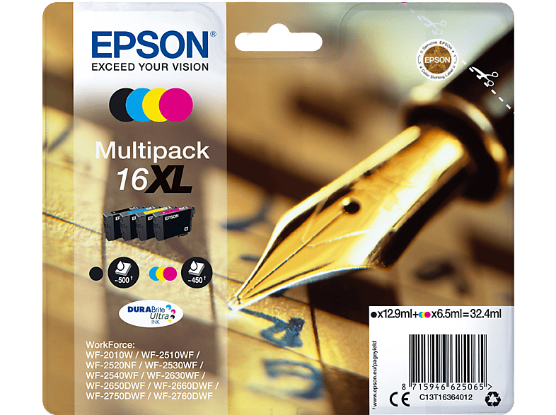 Epson 16xl Durabrite Ultra Ink Zwart - Cyaan Magenta Geel (c13t16364022)