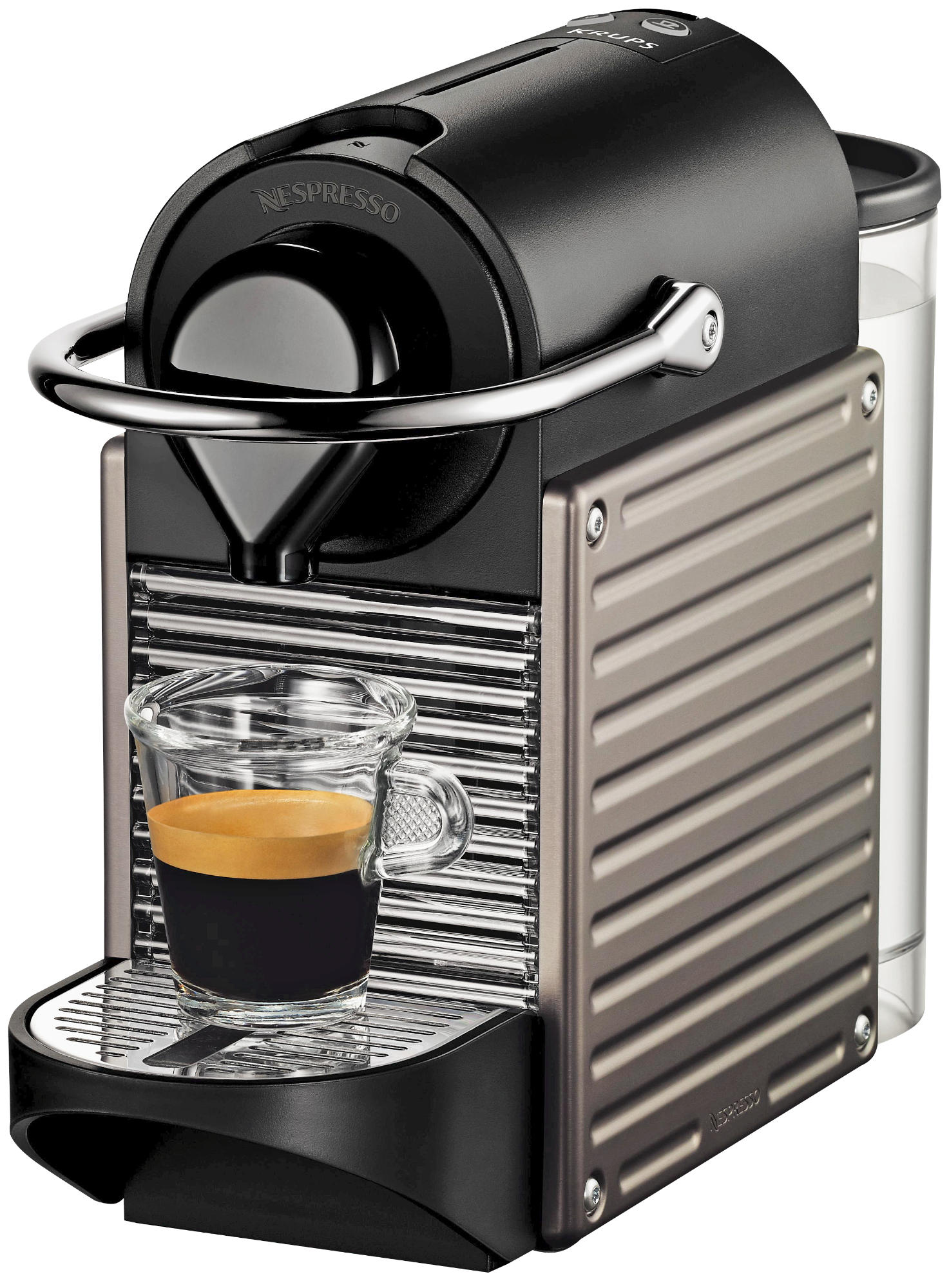 Cafetera de cápsulas - Nespresso® Krups XN3005 PIXIE TITAN, Presión de 19 bares, Automática