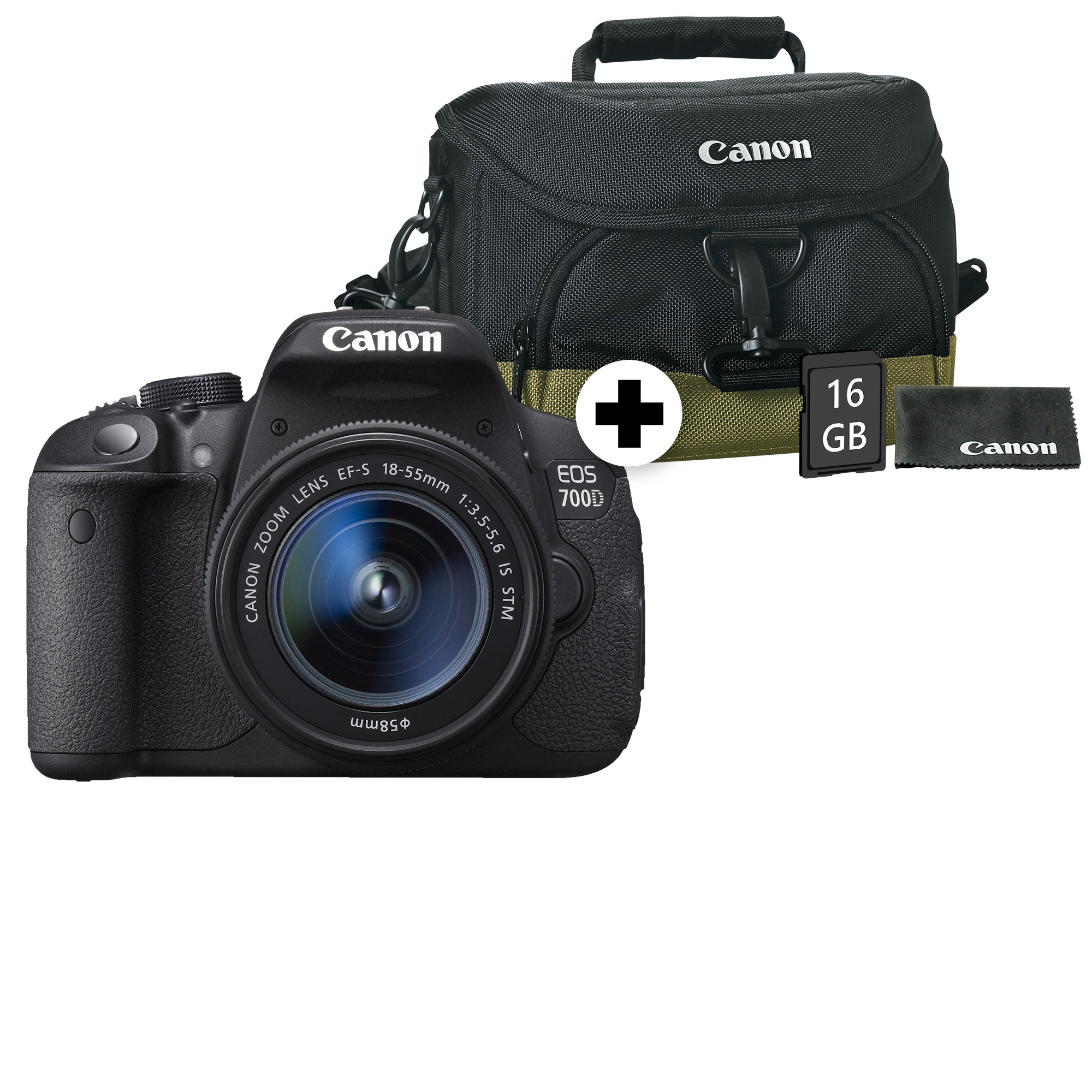 CANON EOS 700 D VUK KIT Spiegelreflexkamera, 18 Megapixel, 18-55 mm Objektiv (EF-S, IS), Touchscreen Display, Schwarz
