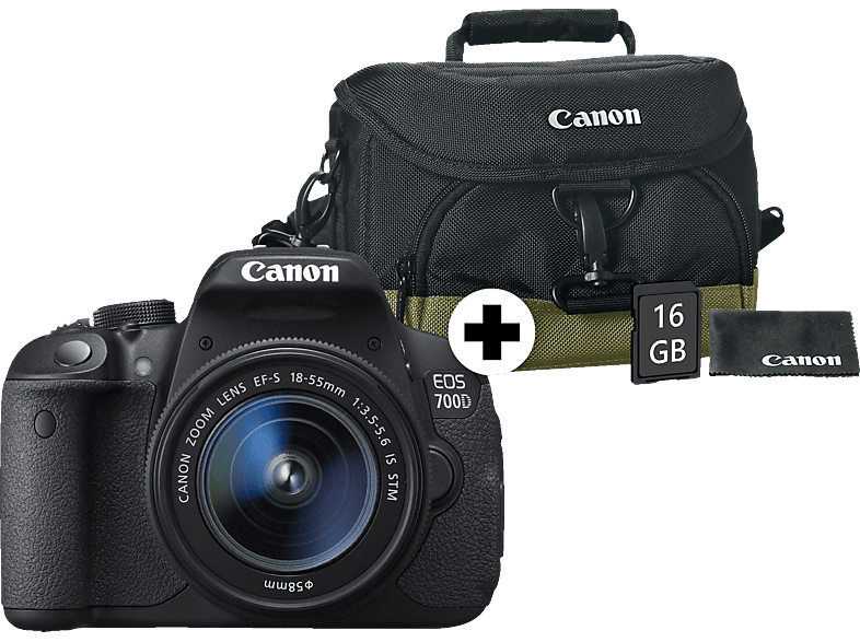 CANON EOS 700 D VUK KIT Spiegelreflexkamera, 18 Megapixel, 18-55 mm  Objektiv (EF-S, IS), Touchscreen Display, Schwarz Spiegelreflexkameras  $[inkl. Objektiv 18-55 mm]$ | MediaMarkt