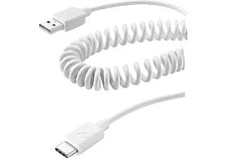 CELLULARLINE Spiralladekabel - Daten- und Ladekabel (Weiss)