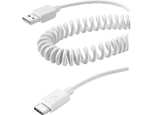 CELLULAR LINE Câble de charge en spirale - Câble de données et de charge (Blanc)