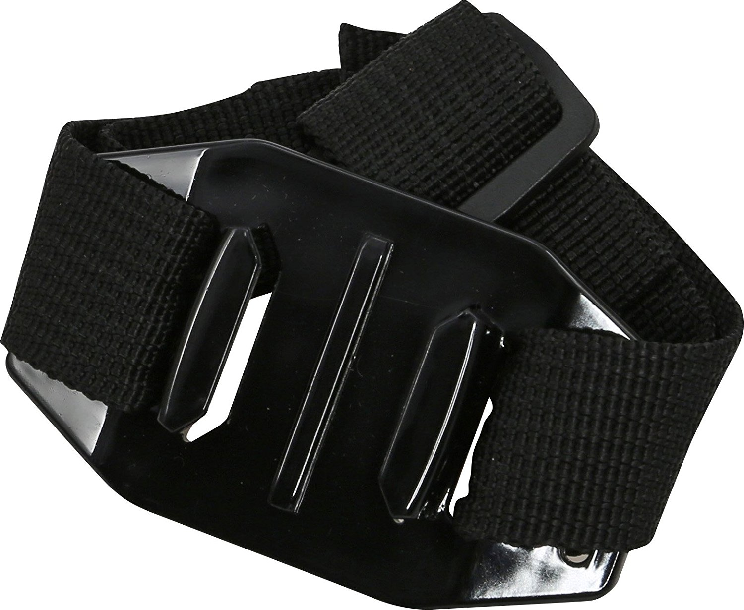 Zwarte gesp met zwarte riem.