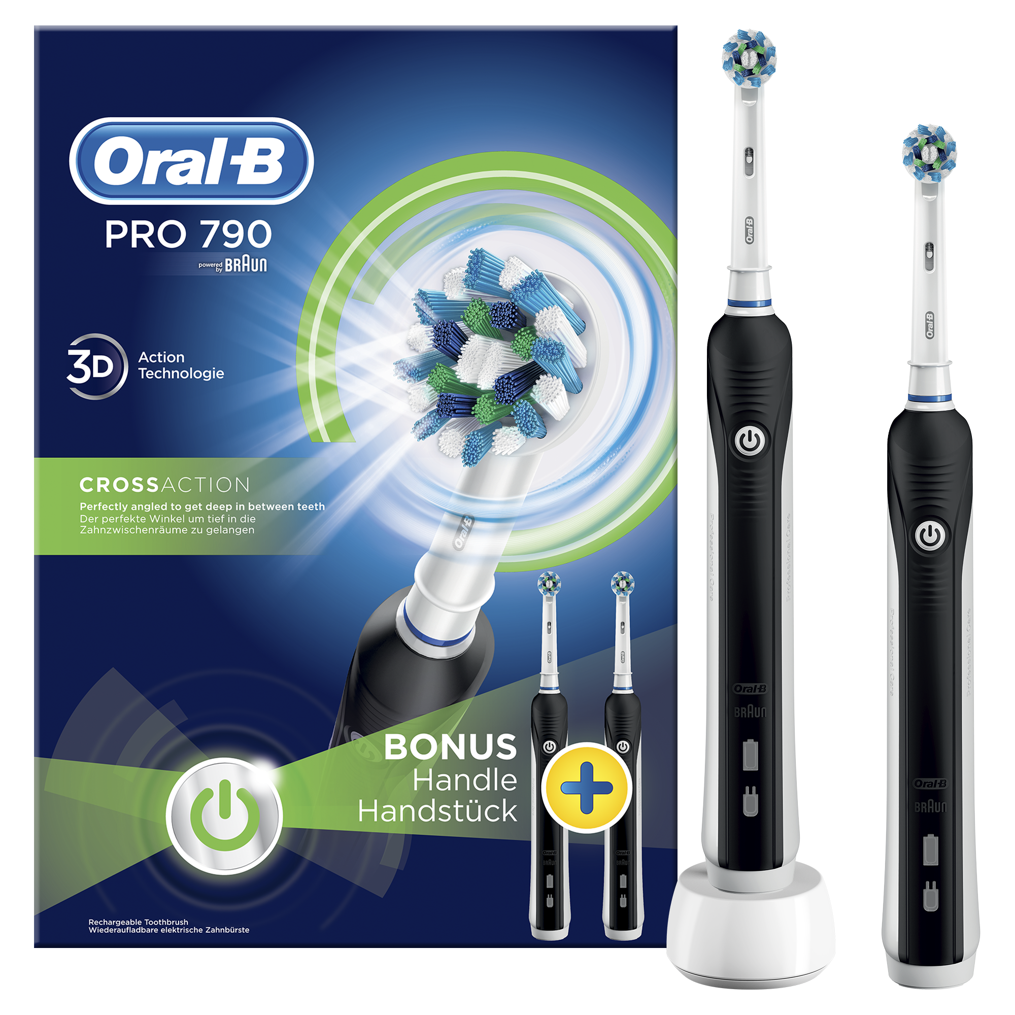ORAL B Brosse à dents électrique PRO 790 (PRO 790 CA BLACK + BONUS HANDLE)